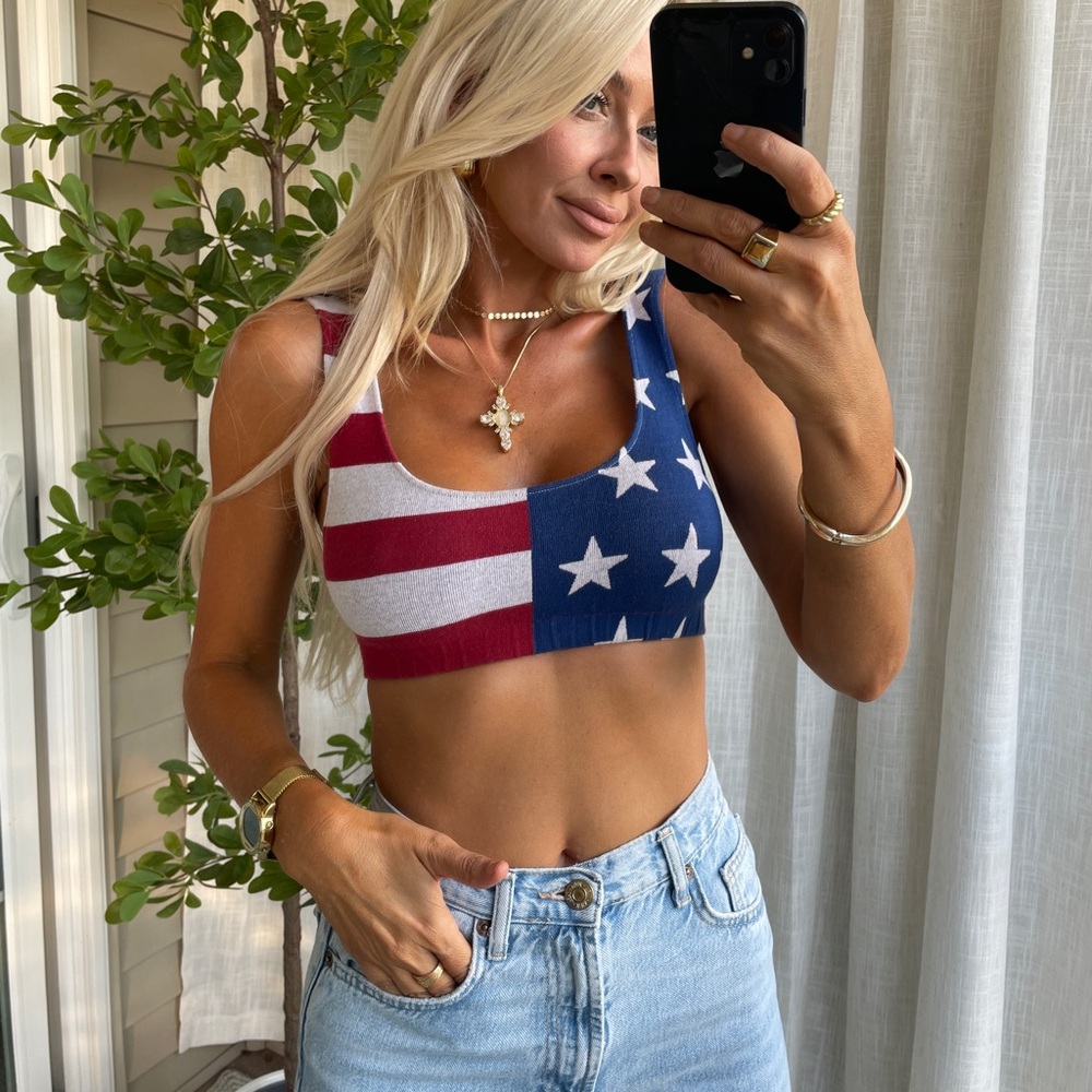 American Flag Crop Tank Top - Stars & Stripes - Picture 3 of 6